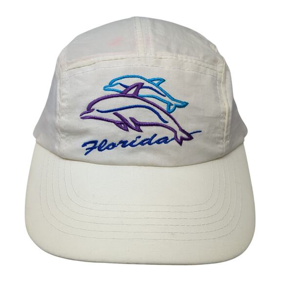 Dolphins Florida 5 Panel Cap White One Size Stretchable Distinctive Headwear - Picture 1 of 9